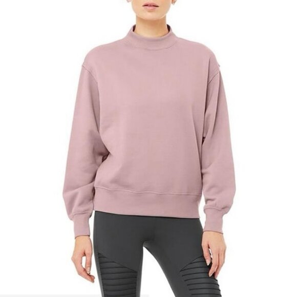 Alo Yoga Freestyle Sweatshirt XS Dusted Plum Purple Pullover Mock Neck Fleece - Picture 1 of 6
